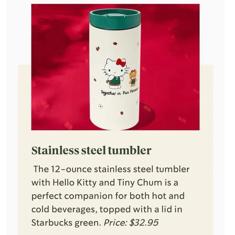 Starbucks x Hello Kitty 2025 Limited Edition Stainless Steel Tumbler 12 oz - Picture 2 of 15